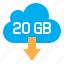 download, 20gb, online, computer, network, cloud, server 