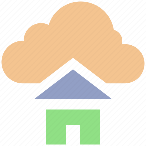 Cloud and hut, cloud computing home, cloud network server, cloud server, home and dream cloud, internet cloud technology icon - Download on Iconfinder