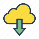 arrow, cloud, database, download, server