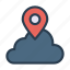 cloud, location, map, pin, pointer 