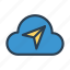 cloud, database, paperplane, send, server 