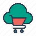 cart, cloud, database, shopping, trolley