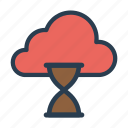 cloud, database, hourglass, server, timer