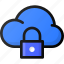 lock, cloud, network, storage, data 