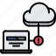 cloud, connection, error, laptop, repository, storage, technology 