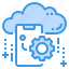 cloud, database, mobile, server, setting, storage, technology 
