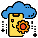 cloud, database, mobile, server, setting, storage, technology