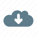 arrow, cloud, cloud service, cloud storage, down, download, download cloud 
