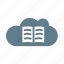 book, cloud, cloud data, cloud service, cloud storage, library 