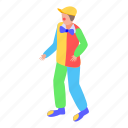 cartoon, child, clown, colorful, isometric, party, person