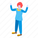 actor, cartoon, child, clown, hand, isometric, party