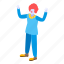 actor, cartoon, child, clown, hand, isometric, party 