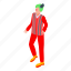 cartoon, child, clown, isometric, party, person, red 
