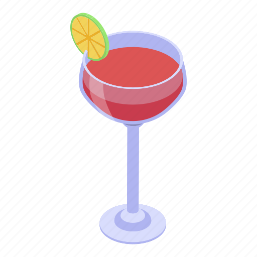 Beach, cartoon, cocktail, isometric, margarita, party, red icon - Download on Iconfinder