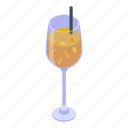 cartoon, cocktail, food, isometric, orange, slice, water