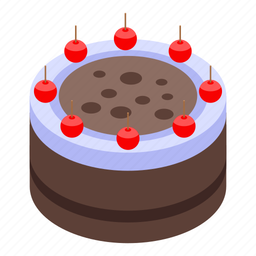 Birthday, cake, cartoon, chocolate, cocoa, food, isometric icon - Download on Iconfinder