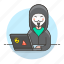 anonylous, anonymous, coding, fawkes, guido, guy, hacker, hacking, laptop, mask, sticker 