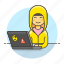 attack, coding, female, hacker, hacking, half, hoodie, laptop, malware, phishing, sticker 