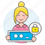 authentication, coding, encrypt, female, lock, password, programming, security 