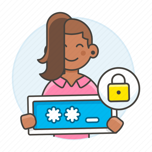 Authentication, coding, encrypt, female, lock, password, programming icon - Download on Iconfinder
