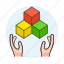 box, coding, cube, hand, module, plugin, programming, script 