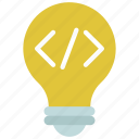 code, lightbulb, programming, developer, ideas, creative 