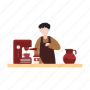 coffeemachine, cafe, boy, waiter