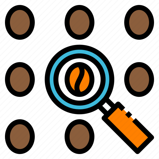 Beans, coffee, glass, magnifier, search icon - Download on Iconfinder