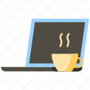 laptop, coffee cup, cafe, coffee, tea, cup, business