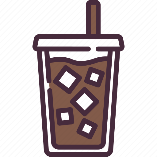 Iced, coffee, cafe, cold, drink, mug, straw icon - Download on Iconfinder