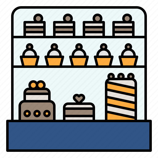 Cake, sweet, snack, display, refrigerator, counter, shelf icon - Download on Iconfinder
