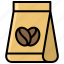 bean bag, package, packaging, bag, coffee, paper, coffee shop 