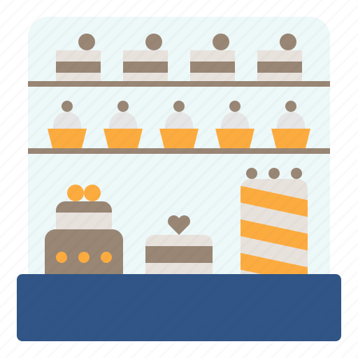 Cake, sweet, snack, display, refrigerator, counter, shelf icon - Download on Iconfinder