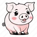 pig, pets, emoji, animals, cute, cartoon, character, mammal