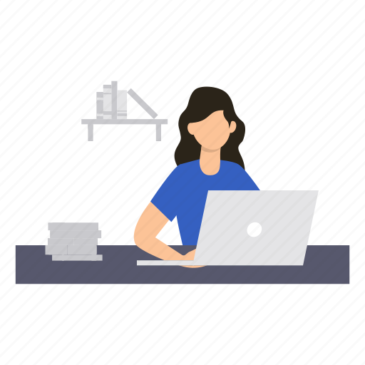 Female, studying, laptop, online, device icon - Download on Iconfinder
