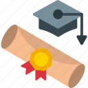 certificate, degree, education, graduation, hat