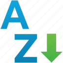 arrow, ascend, ascending, sort, sort a-z, sorting, sorting a-z