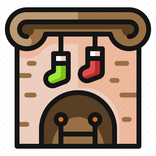 Christmas, fire, fireplace, gift, present, socks, winter icon - Download on Iconfinder