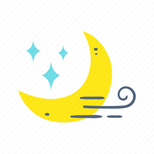 Windy, night, moon, weather, forecast, climate icon - Download on Iconfinder