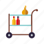 bar, bottles, decoration, furniture, interior, trolley 