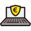 euro, laptop, online, payment, secure 