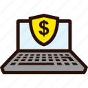 dollar, laptop, online, payment, secure