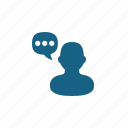 chat bubble, communication, man, speech, talking