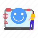 emoji, reaction, laptop, online, communication