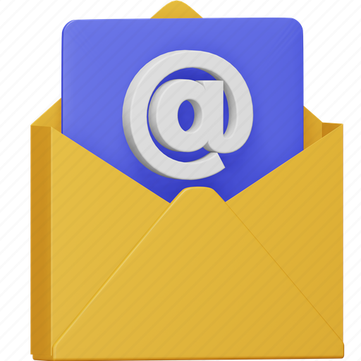 Email, communication, internet, mail, message, letter, at sign 3D illustration - Download on Iconfinder