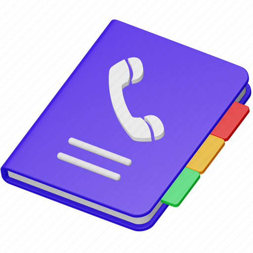 Phone, book, communication, address, contacts, diary, office 3D illustration - Download on Iconfinder