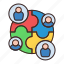 community, connection, jigsaw, puzzle, solution, stickman, teamwork 