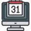 calendar, app, pc, machine, monitor, software, date 