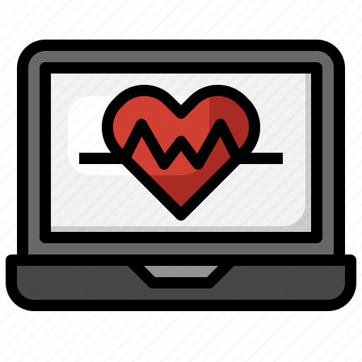Laptop, heart, rate, computer, electronics, monitoring icon - Download on Iconfinder