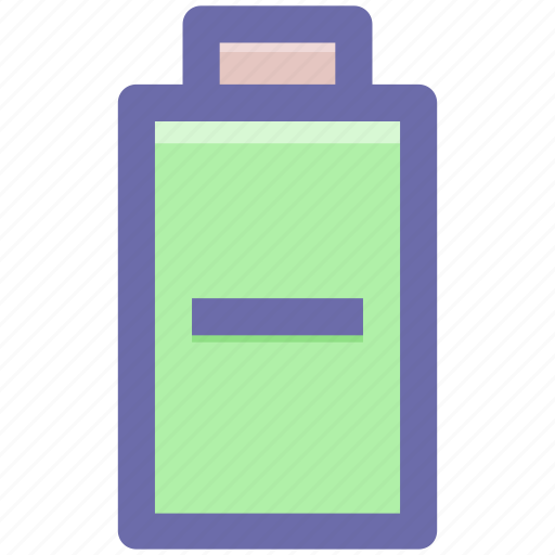 .svg, battery, charging, electric, laptop battery, minus, power cell icon - Download on Iconfinder